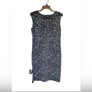 Dana Buchman Sheath Dress Woman’s 8 Sleeveless Black White Spotted Knee Length